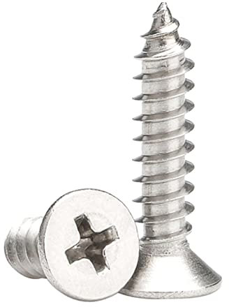 M4 x 10mm Self Tapping Screws, Phillips Flathead 304 Stainless Steel Screws, Fasteners Bolts for Plastic Wood Furniture and Drywall 50 Pcs