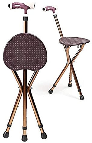 Gehstock, Sitz-Gehstock, Gehstock mit klappbarem Sitz, tragbarer klappbarer Gehstock-Stuhl aus Metall, Sitzhocker, Reisestock-Stuhl zum Angeln, Garten, Camping, Event-Hocker, Geschenk für Pa