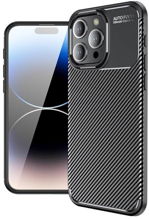 CruzerLite for Apple iPhone 15 Pro Case, Carbon Fiber Texture Design Cover Anti-Scratch Shock Absorption (Carbon Black)