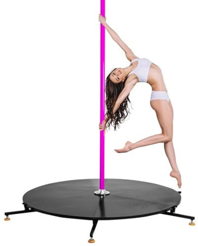 HamoM Barre de Pôle Dance Poteau de Danse en Acier de 45mm avec poignée antidérapante en Silicone, scène de Tuyau en Acier, Exercices de Danse statiques et rotatifs