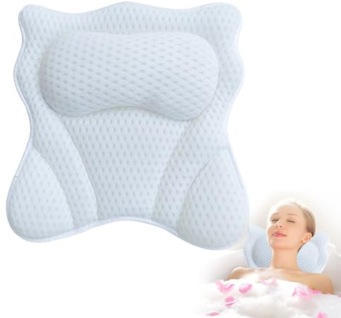 Bath Pillow,Bath Pillows for Head and Neck with 6 Suction Cups,Bath Cushion