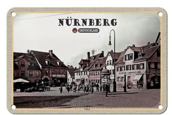 Femer Blechschild Städte Nürnberg Wöhrd Altstadt Gemälde 18x12cm Dekoration