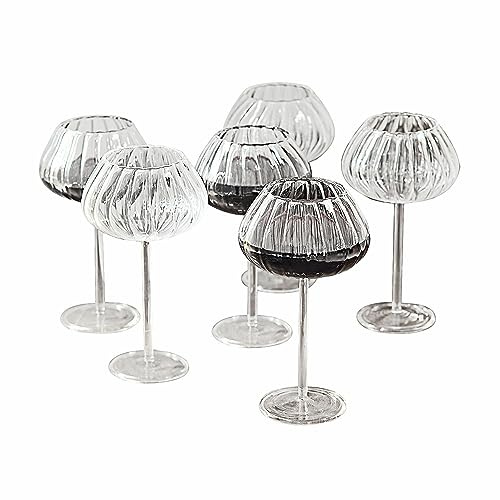 LOBERON Weinglas 6er Set Minou, klar | mundgeblasen, beeindruckende Größe, bauchige Form, edler Vintage-Look, Outdoor, Glas