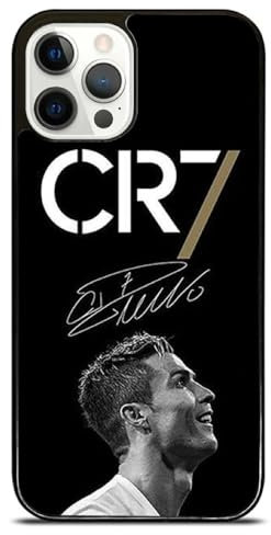 EZB Cristiano Ronaldo Themed iPhone Phone Case | Flexible Shock Absorbant Cool Phone Cover | Black and White Signature CR7 (iPhone 14)