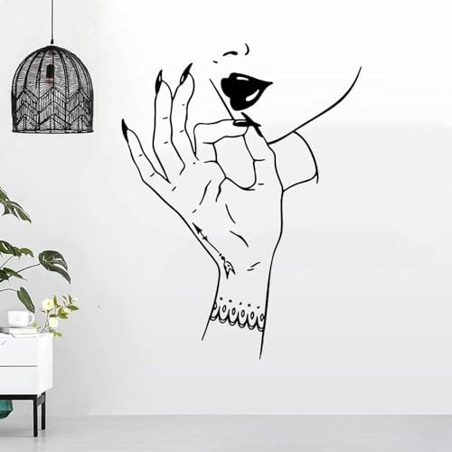 YYZOVBNN Nagel Friseur Maniküre Make-up Wand Aufkleber Schönheit Salon Damen Hand Kunst Wand Aufkleber Wohnzimmer Home Decor Wand Kunst Aufkleber,35x27cm