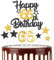 Gold 65th Birthday Decorations, Gold Black 65th Birthday Cake Topper, 65th Birthday Candle for Men Women, Gold Party Candles, Gold Black Birthday Party Celebrations Supplies,3D Gold Number 65 Candles