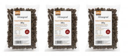 Hitzegrad Fleisch Softies Kaninchen | 3er Pack | 3 × 200 g | Ergänzungsfuttermittel für Hunde | Schmackhafte Belohnung