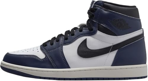 Nike Men's Air Jordan 1 Retro High OG Shoes, Midnight Navy/White/Sail/Black, 9 UK