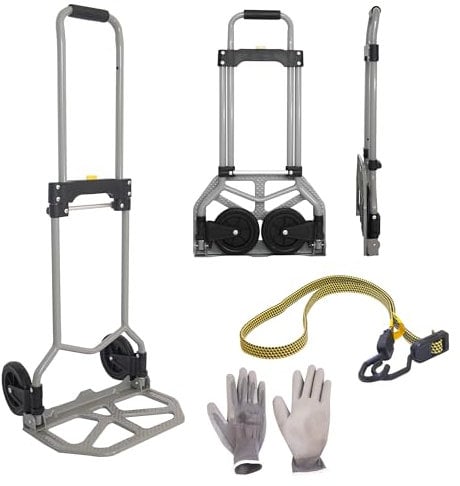 Carretilla Plegable de Mano con Ruedas Grandes y Estructura de Acero-Carro de Transporte Ligero, Compacto y Resistente Ideal para Carga Pesada, Jardín, Compras, Camping o Uso Diario