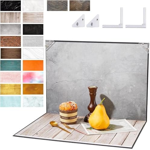 Lot de 10 toiles de fond pour photographie - 30 x 40 cm - Papier de fond double face - 20 motifs pour petite photographie de produits - Carton réfléchissant pour aliments, bijoux