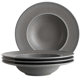 MÄSER Serie Unico, Pastateller für 4 Personen, hochwertiges Keramik, zeitlos, elgegant, Steinzeug, anthrazit