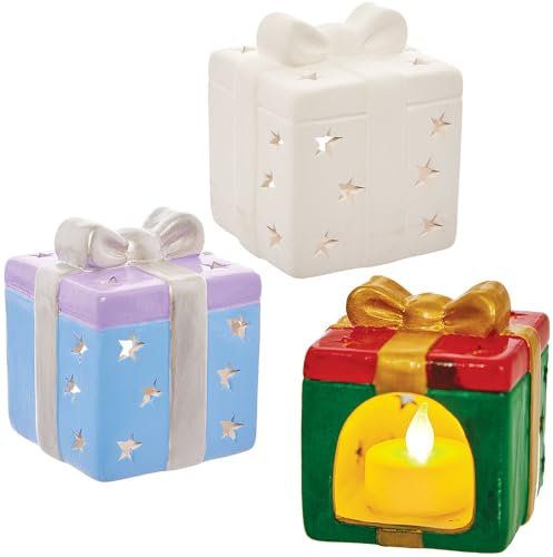 Baker Ross Ceramic Tealight Holder - Pack of 2, Christmas Crafts for Kids, Teal