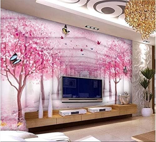 Cavolfiore A Farfalla Con Fiore Di Pesco 3D Carta Da Parati Murale Fotomurali Poster Murale Soggiorno Camera Letto-150cm×105cm