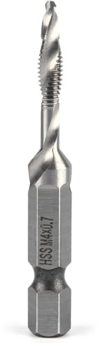 Hyuduo Brocas de Macho de Roscar de Vástago Hexagonal de Taladro Cónico M4, Punto Autocentrante, Procesamiento en un Paso, para Perforar Metales Blandos, Aluminio, Hierro