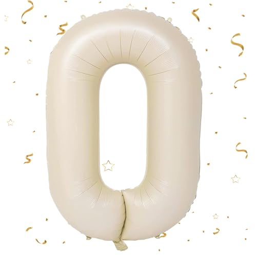 EWODEIEW Zahlen Luftballon 0 Beige,40 Zoll Luftballon Zahlen 0 Folien Ballon,Luftballon 0. Geburtstagsdeko Mädchen Riesen Folienballon 0. for Mädchen Jungen Birthday Party Geburtstag Dekor