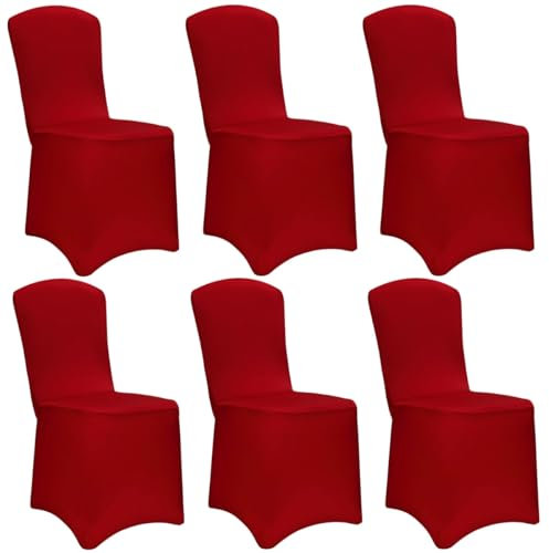 DETEX® Stuhlhussen 6er Set Rot ÖKO-TEX® Zertifiziert Stuhlbezug Stretch Waschbar Weihnachten Hussen Bezug für Stühle Überzug Überwurf Überzieher Stoff
