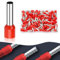 flintronic Aderendhülsen Set 10mm², 100 Stück Kabelschuhe Set, FlachsteckhüLsen, Quetschverbinder it IsolierhüLsen, Gabel Kabelschuhe-Adernhülsenbox, Kabel Steckverbinder für Elektriker, E1018(Rot)