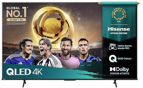 Hisense 85E7Q Pro - QLED Smart TV, Gaming TV, Modo Juego Pro 144Hz, AMD Freesync Premium Pro, Dolby Vision IQ + Dolby Atmos, Hi-Concerto, Procesador Hi-View Engine Smart TV
