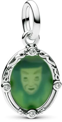 PANDORA Moments Disney 793840C01 Breloque en forme de miroir magique en argent sterling avec zircone Compatible avec pendentif Me and Moments, 1,7x 14,5x 12,6 mm, Argent sterling, Pas de gemme