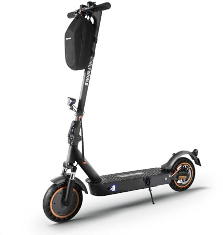 E Scooter mit Straßenzulassung, ABE 10 Zoll Elektroroller, 20km/h, Komfortable Stoßdämpfung, LED, APP-Verbindung, Duales Bremssystem Elektroscooter für Erwachsene, Schwarzorange