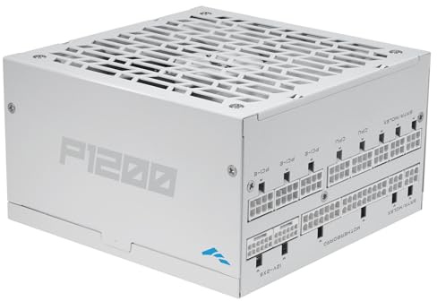 SAMA P1200 Fuente de Alimentación Totalmente Modular – 850W 80 Plus Platinum, ATX 3.1 y PCIe 5.1, Conector 12V-2x6 para NVIDIA RTX 50/40, Ventilador FDB Silencioso, Condensadores Japoneses - Blanco