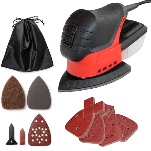 75W Electric Mini Detail Sander Plus 41 Delta Sanding Sheets and Dust Collection Box