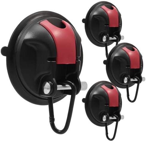 Foppla 4pcs Saugnäpfe Haken Anker mit Befestigung Haken Festbinden, Saugnapf Befestigung für Auto Seitige Markisen Zelte Wohnmobil Camping Planen Zubehör(4 Stück)