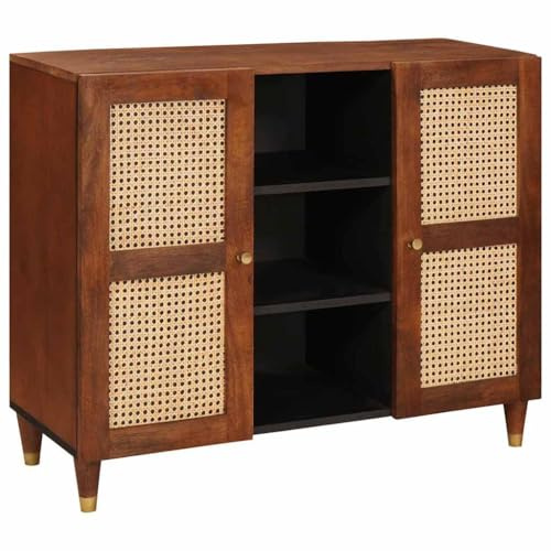 vidaXL Media Storage Cabinets & Racks Brown 90 x 33.5 x 75 cm, Elegant Wooden Sideboard Unit, Rectangular Dining Room Storage, Versatile Home Cabinet, Warm Toned Indoor Furniture, Cane Design