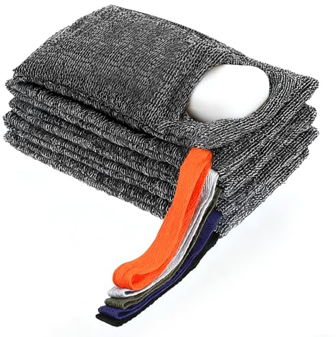 DOPENSPI 5PCS Soap Bags, Exfoliating Soap Bag Bar Soaps Pouch Soaps Saver Bag Quick Dry Body Scrubber Bath Sponge for Shower Bath Travel Home