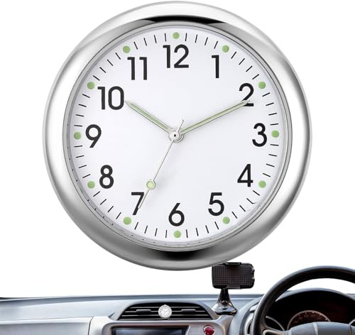 Mini-Quarzuhr für Auto - Leuchtende Auto-Armaturenbrettuhr - Quarz-Automobil-Ersatzuhren, kleine analoge Uhr, selbstklebend für Fahrzeuge, Autos, Boote und Fahrräder