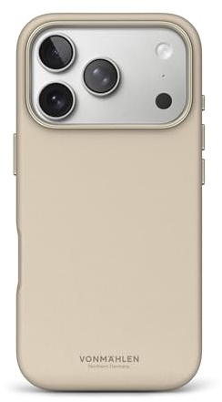 VONMÄHLEN Like Leather Case – Luxuriöse Hülle aus veganem Leder, kompatibel mit iPhone 17 Pro und Mag-Safe, umweltbewusst und elegant - Cream