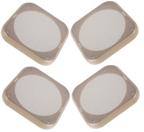 LRXIYODE 4pcs Beige Square Speaker Grill Covers Protective Mesh Subwoofer Case for Car Audio Easy Installation Dustproof Frame Enhances Vehicle Sound System Appearance