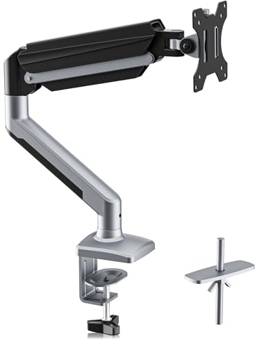 suptek Monitor Halterung für 13-32 Zoll LED LCD Bildschirm bis zu 9 kg, Monitor Arm mit Gasfeder, 360° Drehbar Höhenverstellbar Schwenkbar Neigbar, Monitorhalterung VESA 75x75/100x100 mm, Grau