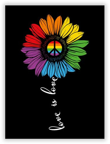 Druck-Palast Love is Love Poster Sonnenblume - 30x40cm - Kunstdruck - Wohnzimmer Schlafzimmer - Bunt Modern Künstlerisch - Hochwertiger semimatter Druck - Wanddeko ohne Rahmen für LGBTQ+