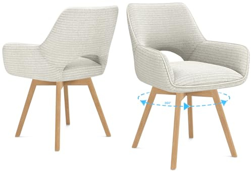 WAFTING Esszimmerstühle 2er Set Drehbar 360°,Armlehnstuhl,Küchenstuhl,Beige