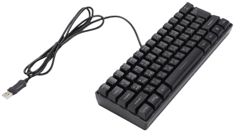 RASTKY Russische Mechanische Gaming-Tastatur, 61 Tasten, Kompakt, RGB, Kabelgebunden, für Arbeit und Gaming, Ergonomisches, Leichtes Design für Geschäftsreisen und Studium (Black)