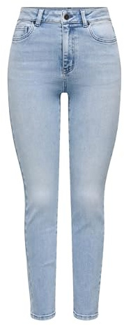ONLY Damen Straight-Fit Jeans Blau 31/34 | Gerade geschnitten fit, Knöchellang, Casual, Bei max. 30 grad waschen
