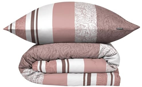 Schiesser Bettwäsche 135x200 cm | 100% Baumwolle | Puderrosa | Paisley | 2-teilig | Renforcé | 135x200 cm + 80x80 cm | angenehm weich & glatt | pflegeleicht & atmungsaktiv | OEKO-TEX® MADE IN GREEN