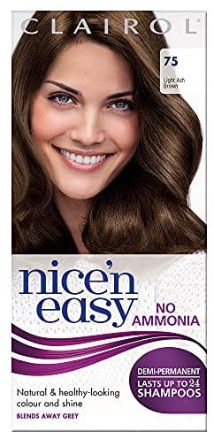 Clairol Nice'n Easy Semi-permanente Haarfarbe ohne Ammoniak, 75 Light Ash Brown (Hellbraun)