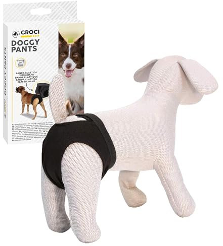 Croci Doggy Pants - Waschbare Hygienehose für Hündinnen, hygienische Stoffwindel für Hunde, Menstruationshose, Größe S, Ø35cm