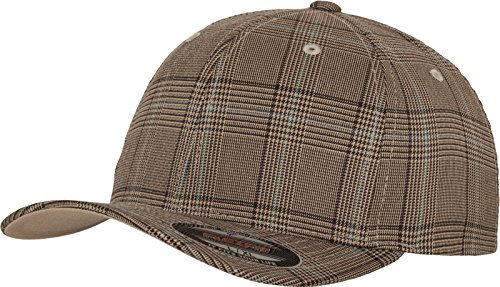Flexfit Damen und Herren Baseball Caps Glen Check Cap, Brown/Khaki, L/XL