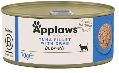 Applaws 100% Natural Wet Cat Food, Tuna with Crab, 70g (Pack of 24)