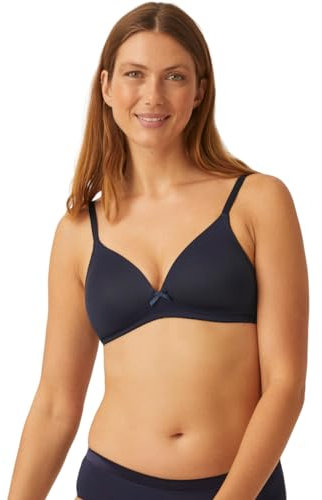 Naturana® Soft-BH ohne Bügel mit Schale [Cup A-D] Optimaler Sitz & maximaler Halt Dank Schnittführung & Breiten Trägern I T-Shirt BH I BH Damen ohne Bügel I BH bügellos 75 Dark Blue A