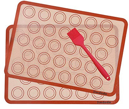 Macarons Tapis de Four et Cuisson en Silicone-Conçu pour le Chef, Jimdada Set de 2 Plaques de Cuisson(42 x 29.5 cm)，BROSSE CADEAU -SATISFACTION 100% GARANTIE
