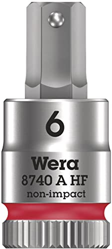 Wera 05003337001 8740 A HF Zyklop Bitnuss mit 1/4-Antrieb mit Haltefunktion, 6.0 x 28 mm, Rot
