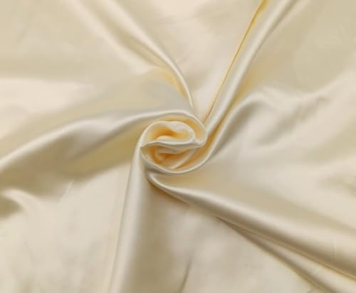 Stoff-Kollektion - Satin Stoff Meterware aus Polyester - Polyestersatin Glänzend & Doppelseitig 150cm breit – Ideal zum Nähen von Kostümen, für Bekleidung, als Dekostoff etc. - Creme