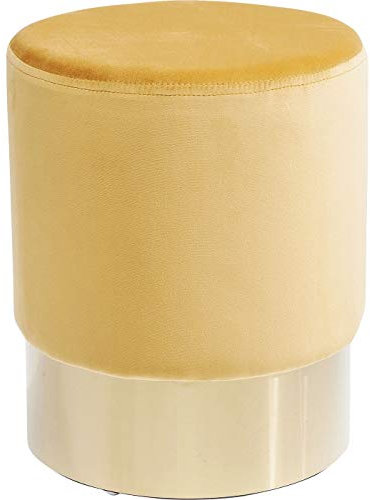 Kare Design Polsterhocker Cherry Brass, kleiner, moderner Design Hocker mit Samtbezug, rund, Orange-messing (H/B/T) 42x35x35 cm