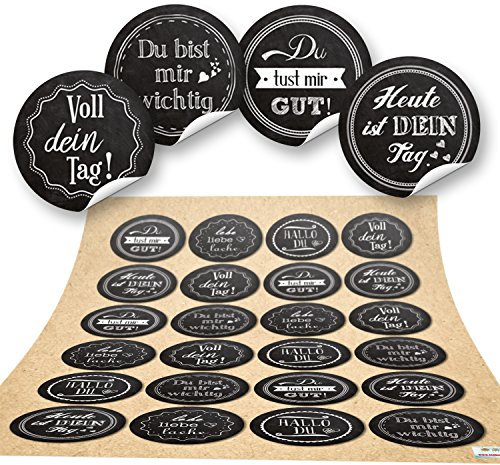 Logbuch-Verlag 24 Sprüche Aufkleber Geburtstag schwarz weiß Liebe Freundschaft Freunde Motivation Karten aufkleben 4 cm rund