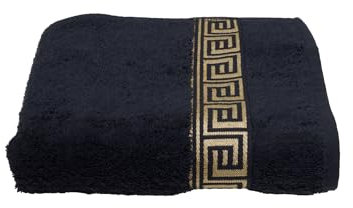 Julie Julsen Chemikalien-Frei Handtuch 600g/m² Schwarz-Gold 50 x 100 cm 100% Baumwolle - Oeko TEX Std 100 Zertifizierung - Weich und Saugstark - Waschmaschinenfest