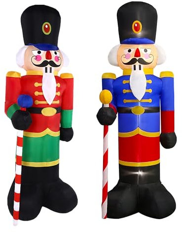 eLUUGIE 8ft Nutcracker Soldier Inflatable Christmas Porch Decor Christmas Yard Inflatable for Christmas Party Decor/Yard/Garden/Lawn(8ft)